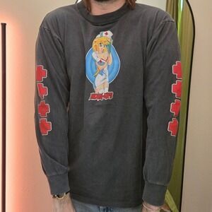 Vintage 1990s Nurse Hook-Ups T-Shirt Long Sleeve Tultex Reprint Skate L 21x28‎